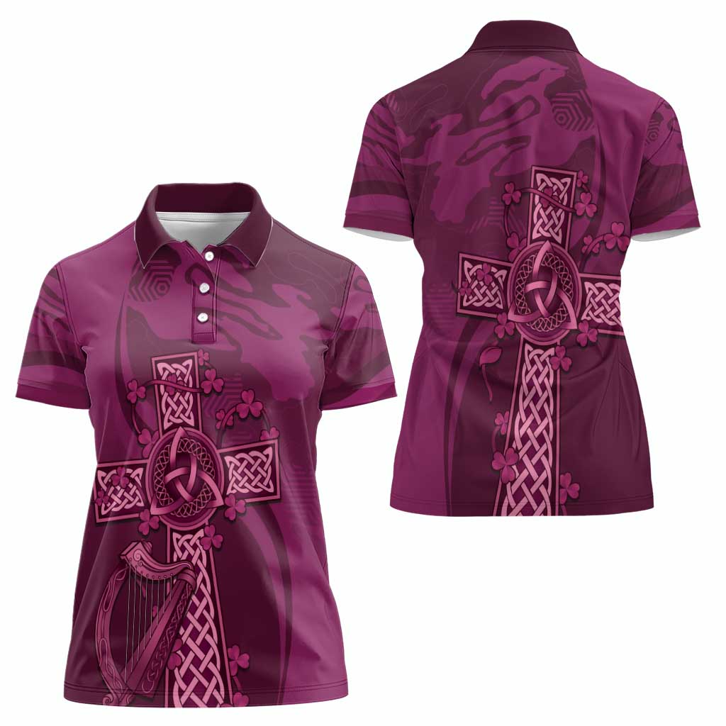 Ireland Rugby Women Polo Shirt Maroon Celtic Knot Summer Paris 2024 - Wonder Print Shop