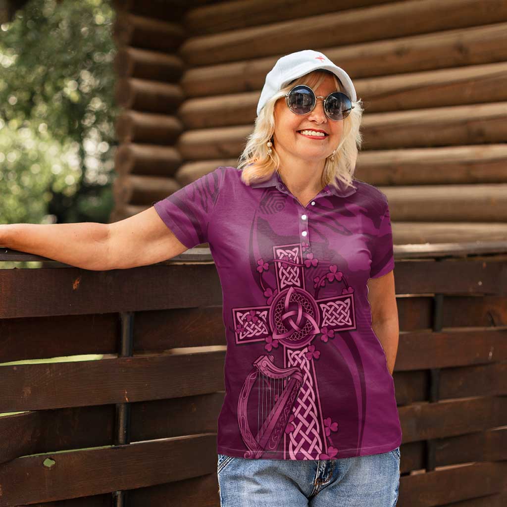 Ireland Rugby Women Polo Shirt Maroon Celtic Knot Summer Paris 2024 - Wonder Print Shop