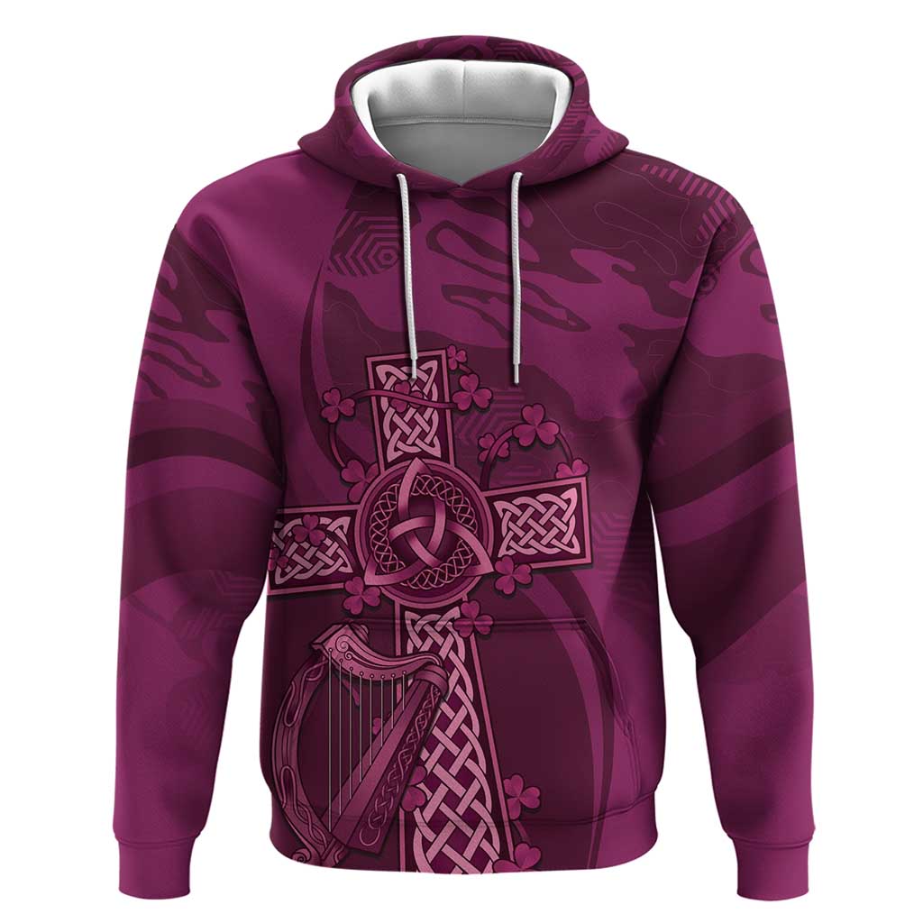 Ireland Rugby Zip Hoodie Maroon Celtic Knot Summer Paris 2024 - Wonder Print Shop
