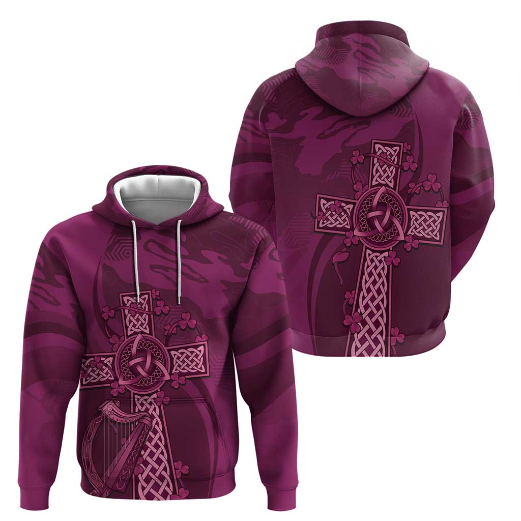 Ireland Rugby Zip Hoodie Maroon Celtic Knot Summer Paris 2024 - Wonder Print Shop