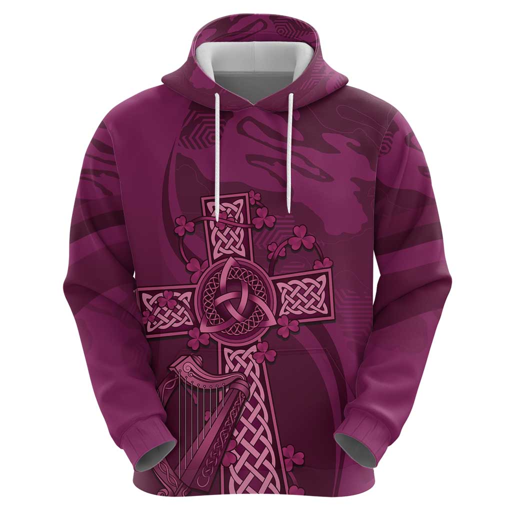 Ireland Rugby Zip Hoodie Maroon Celtic Knot Summer Paris 2024 - Wonder Print Shop