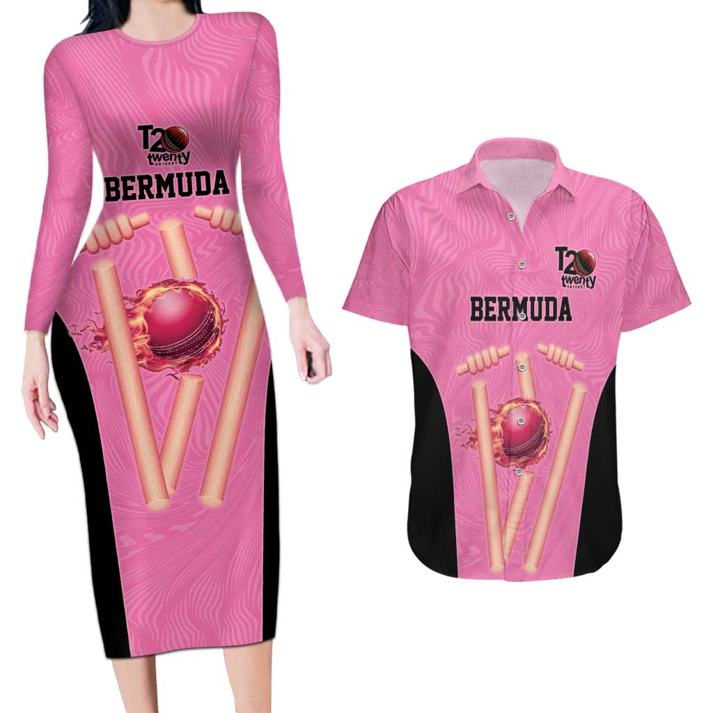Bermuda Cricket Custom Couples Matching Long Sleeve Bodycon Dress and Hawaiian Shirt Quo Fata Ferunt Sporty - Wonder Print Shop