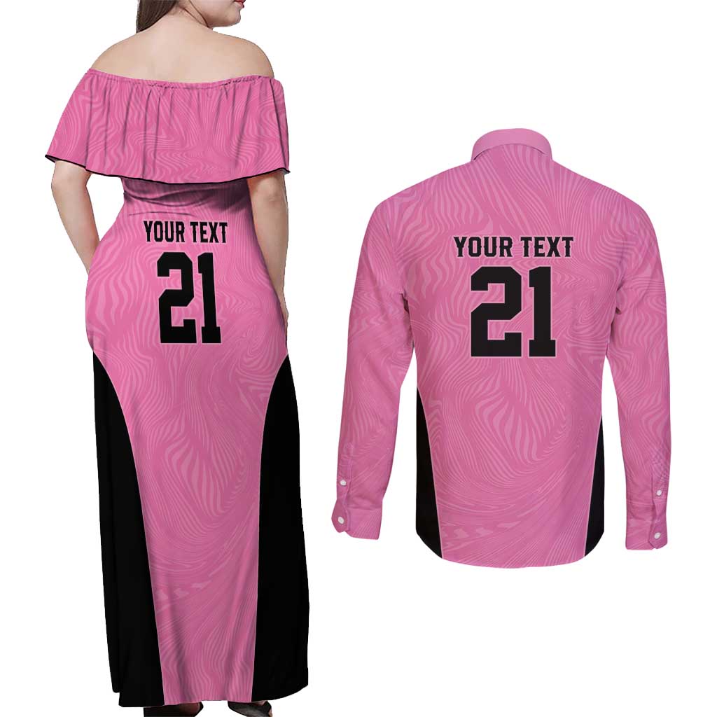 Bermuda Cricket Custom Couples Matching Off Shoulder Maxi Dress and Long Sleeve Button Shirt Quo Fata Ferunt Sporty - Wonder Print Shop