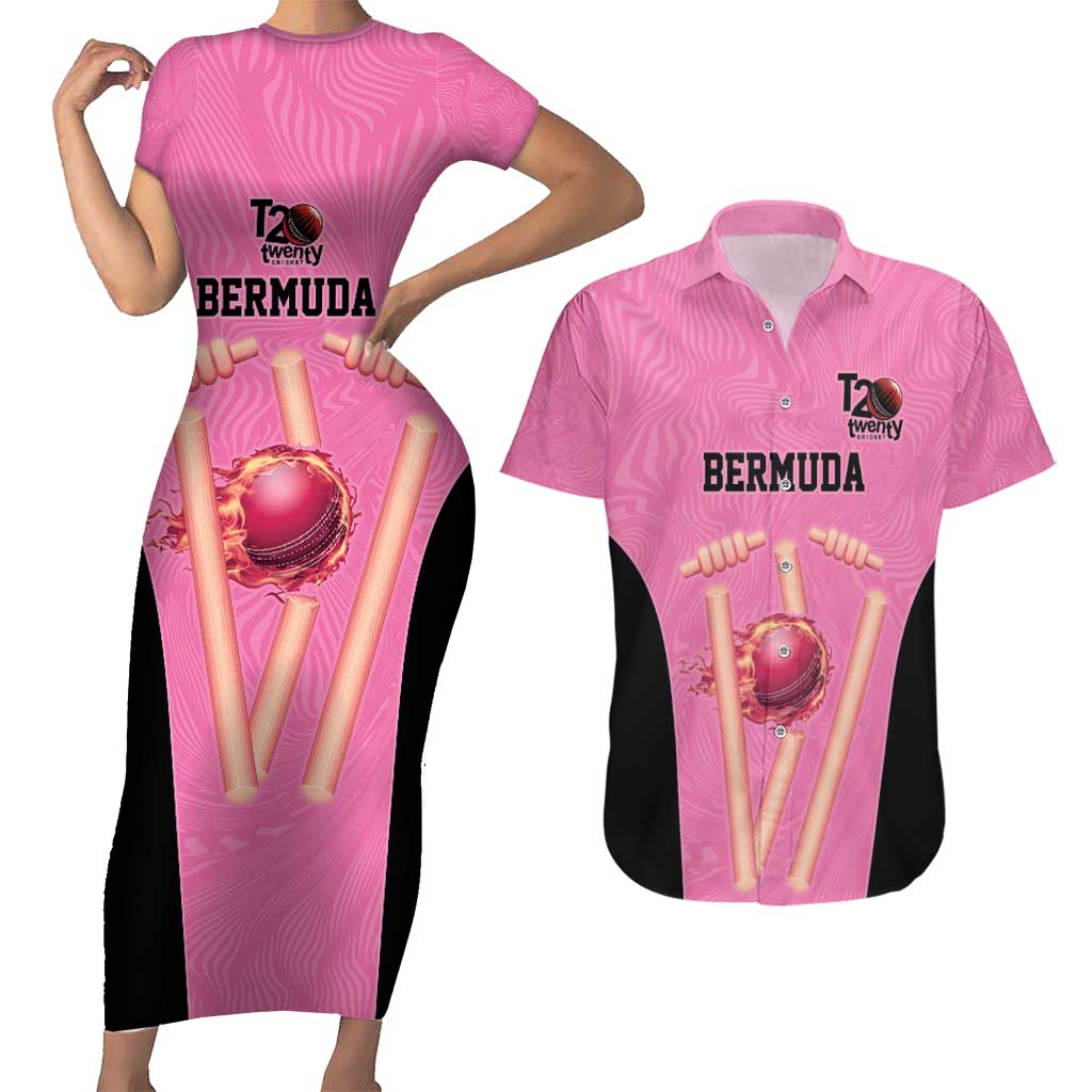Bermuda Cricket Custom Couples Matching Short Sleeve Bodycon Dress and Hawaiian Shirt Quo Fata Ferunt Sporty - Wonder Print Shop