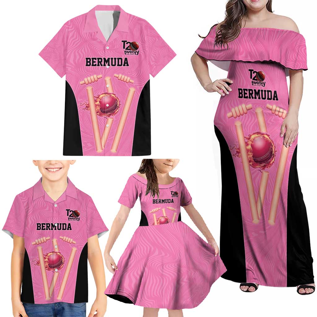 Bermuda Cricket Custom Family Matching Off Shoulder Maxi Dress and Hawaiian Shirt Quo Fata Ferunt Sporty - Wonder Print Shop