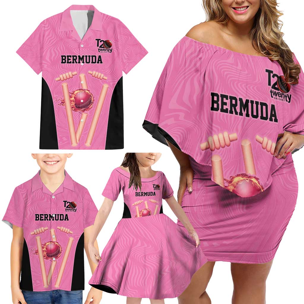 Bermuda Cricket Custom Family Matching Off Shoulder Short Dress and Hawaiian Shirt Quo Fata Ferunt Sporty - Wonder Print Shop