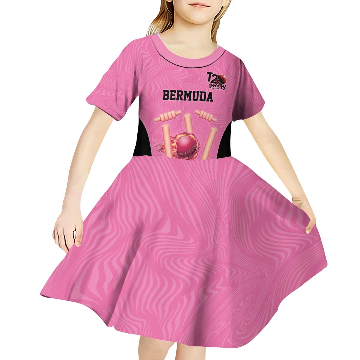 Bermuda Cricket Custom Kid Short Sleeve Dress Quo Fata Ferunt Sporty - Wonder Print Shop