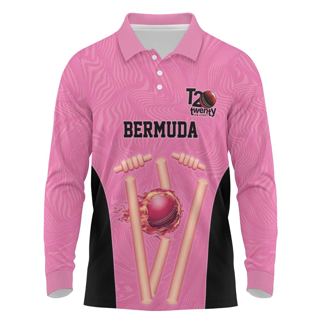 Bermuda Cricket Custom Long Sleeve Polo Shirt Quo Fata Ferunt Sporty - Wonder Print Shop