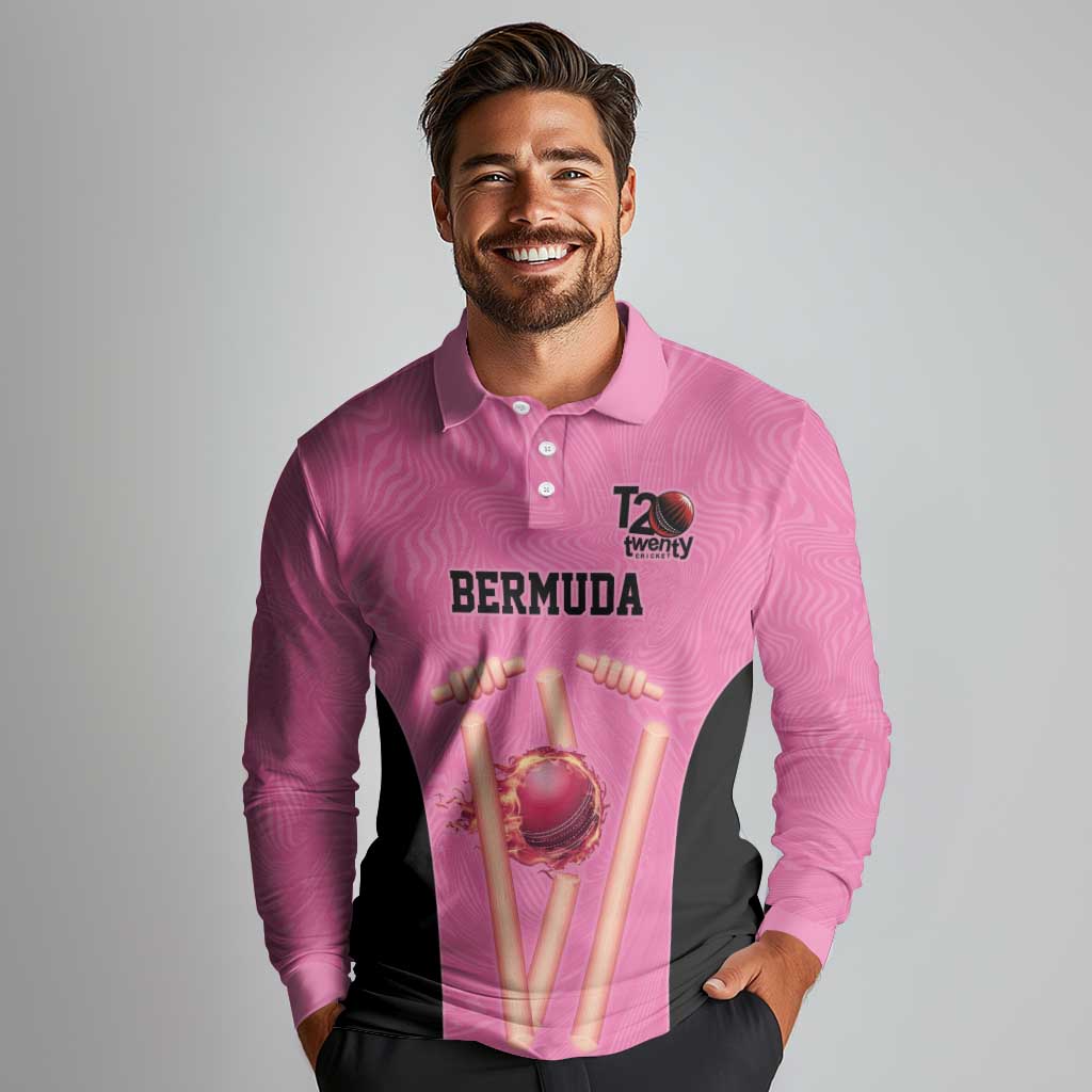 Bermuda Cricket Custom Long Sleeve Polo Shirt Quo Fata Ferunt Sporty - Wonder Print Shop