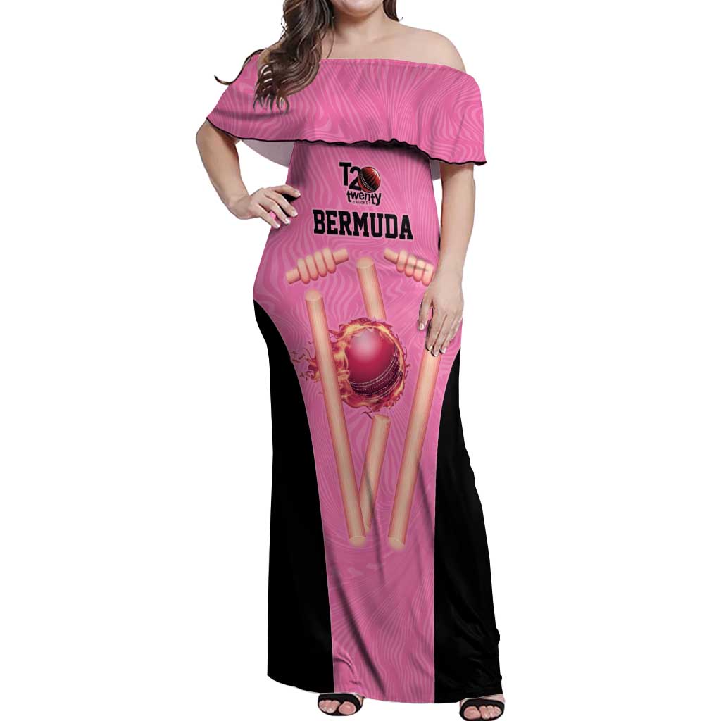 Bermuda Cricket Custom Off Shoulder Maxi Dress Quo Fata Ferunt Sporty - Wonder Print Shop