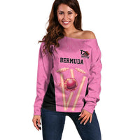 Bermuda Cricket Custom Off Shoulder Sweater Quo Fata Ferunt Sporty - Wonder Print Shop