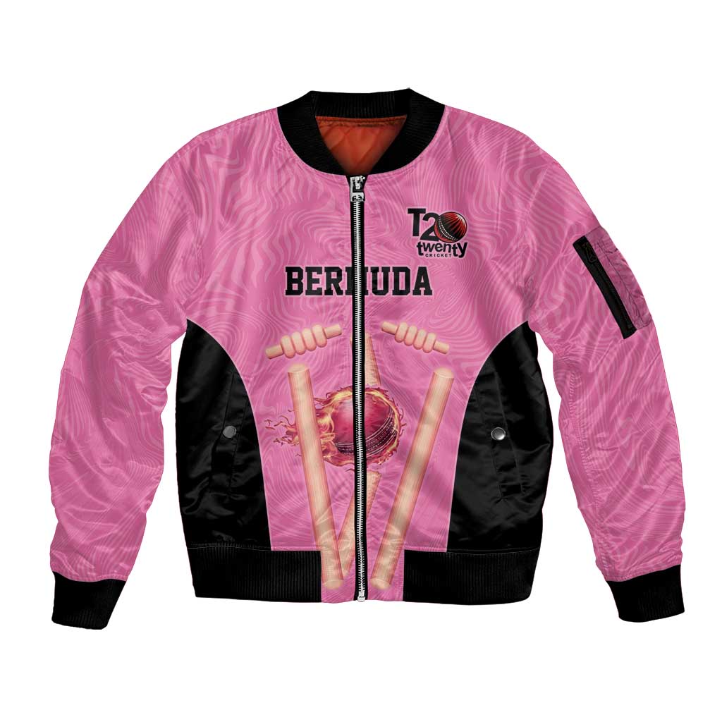 Bermuda Cricket Custom Sleeve Zip Bomber Jacket Quo Fata Ferunt Sporty - Wonder Print Shop