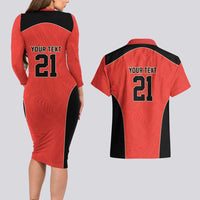 Canada Cricket Custom Couples Matching Long Sleeve Bodycon Dress and Hawaiian Shirt Classic Maple Leaf - Wonder Print Shop