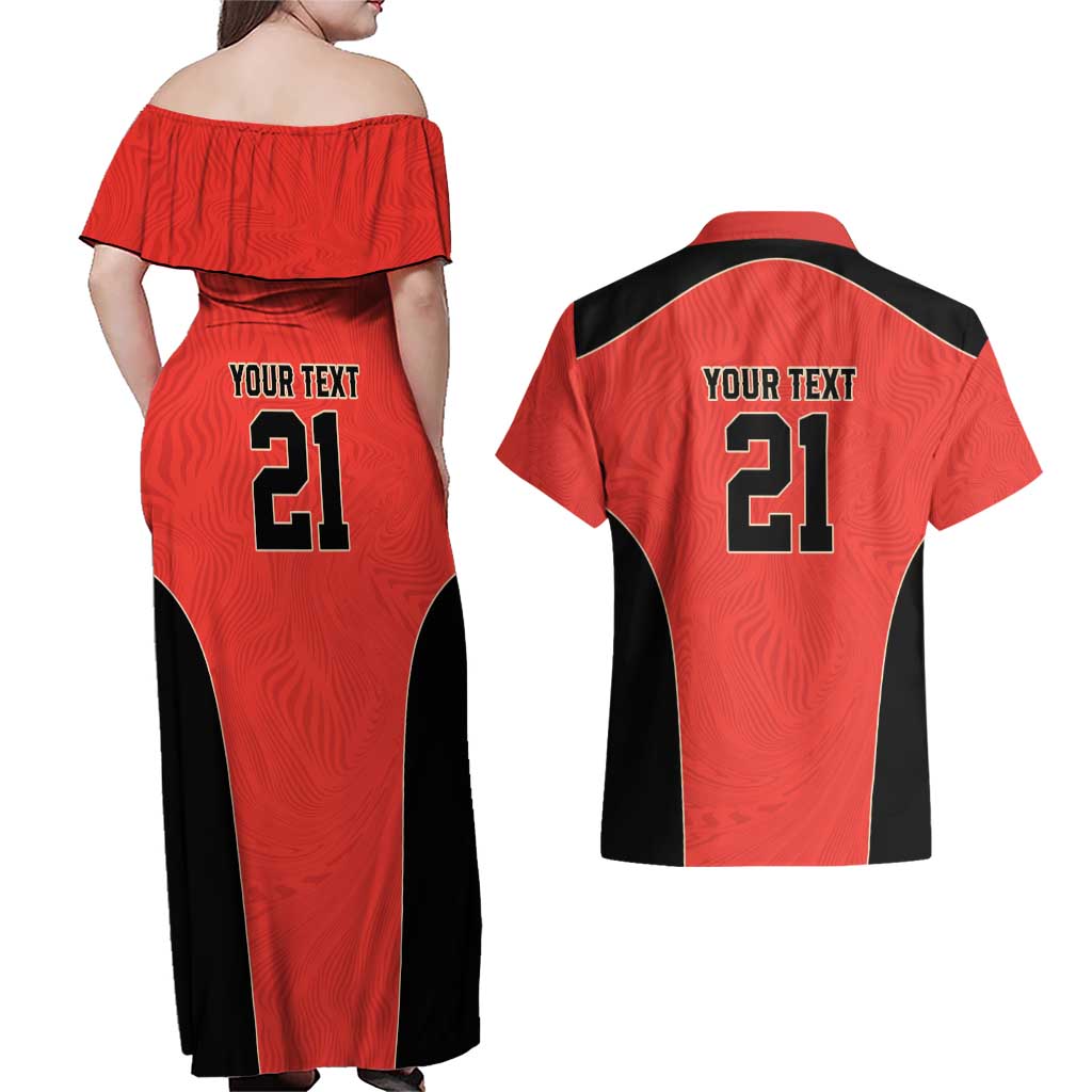 Canada Cricket Custom Couples Matching Off Shoulder Maxi Dress and Hawaiian Shirt Classic Maple Leaf - Wonder Print Shop