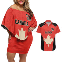 Canada Cricket Custom Couples Matching Off Shoulder Short Dress and Hawaiian Shirt Classic Maple Leaf - Wonder Print Shop