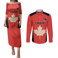 Canada Cricket Custom Couples Matching Puletasi and Long Sleeve Button Shirt Classic Maple Leaf - Wonder Print Shop