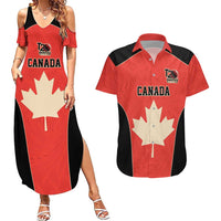 Canada Cricket Custom Couples Matching Summer Maxi Dress and Hawaiian Shirt Classic Maple Leaf - Wonder Print Shop