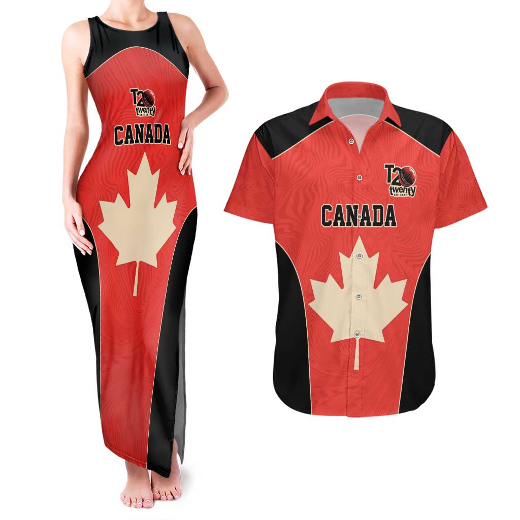 Canada Cricket Custom Couples Matching Tank Maxi Dress and Hawaiian Shirt Classic Maple Leaf - Wonder Print Shop