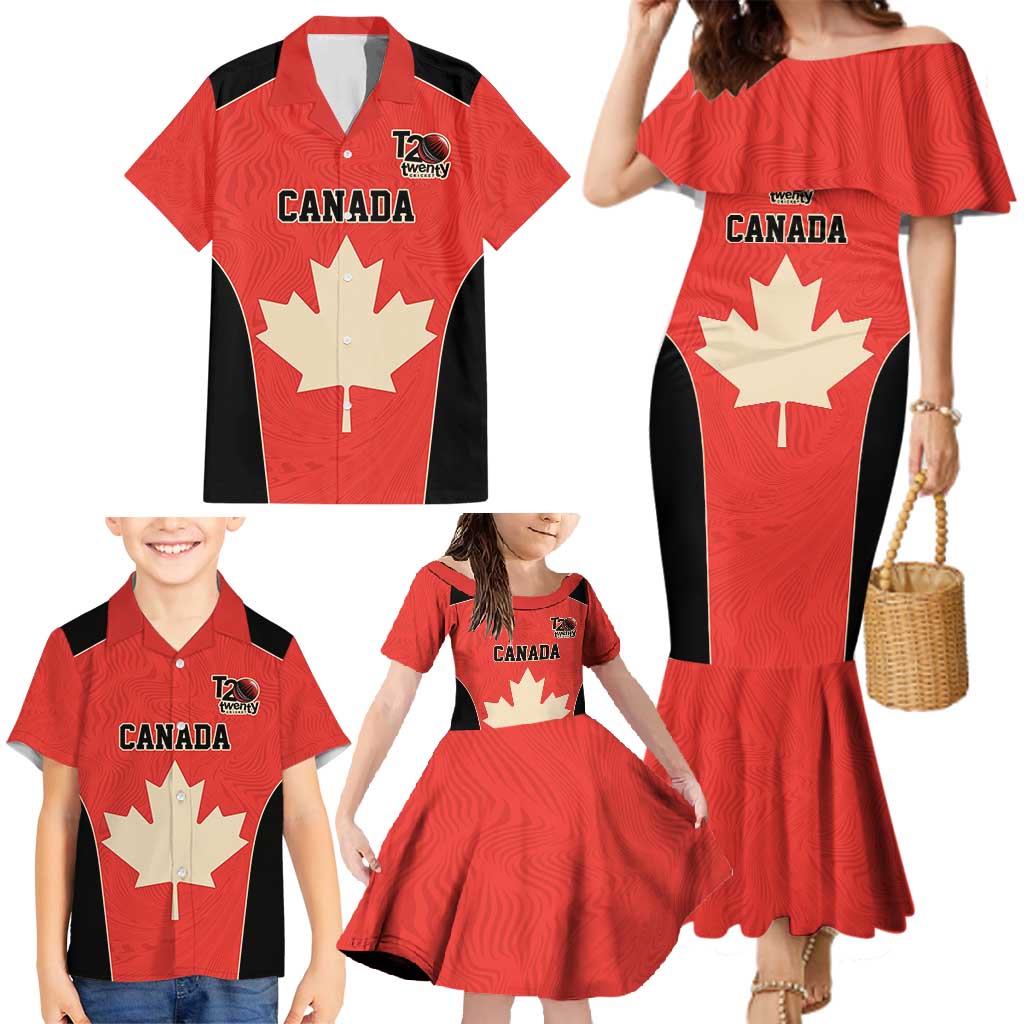 Canada Cricket Custom Family Matching Mermaid Dress and Hawaiian Shirt Classic Maple Leaf - Wonder Print Shop