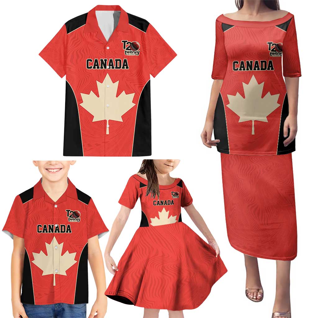Canada Cricket Custom Family Matching Puletasi and Hawaiian Shirt Classic Maple Leaf - Wonder Print Shop