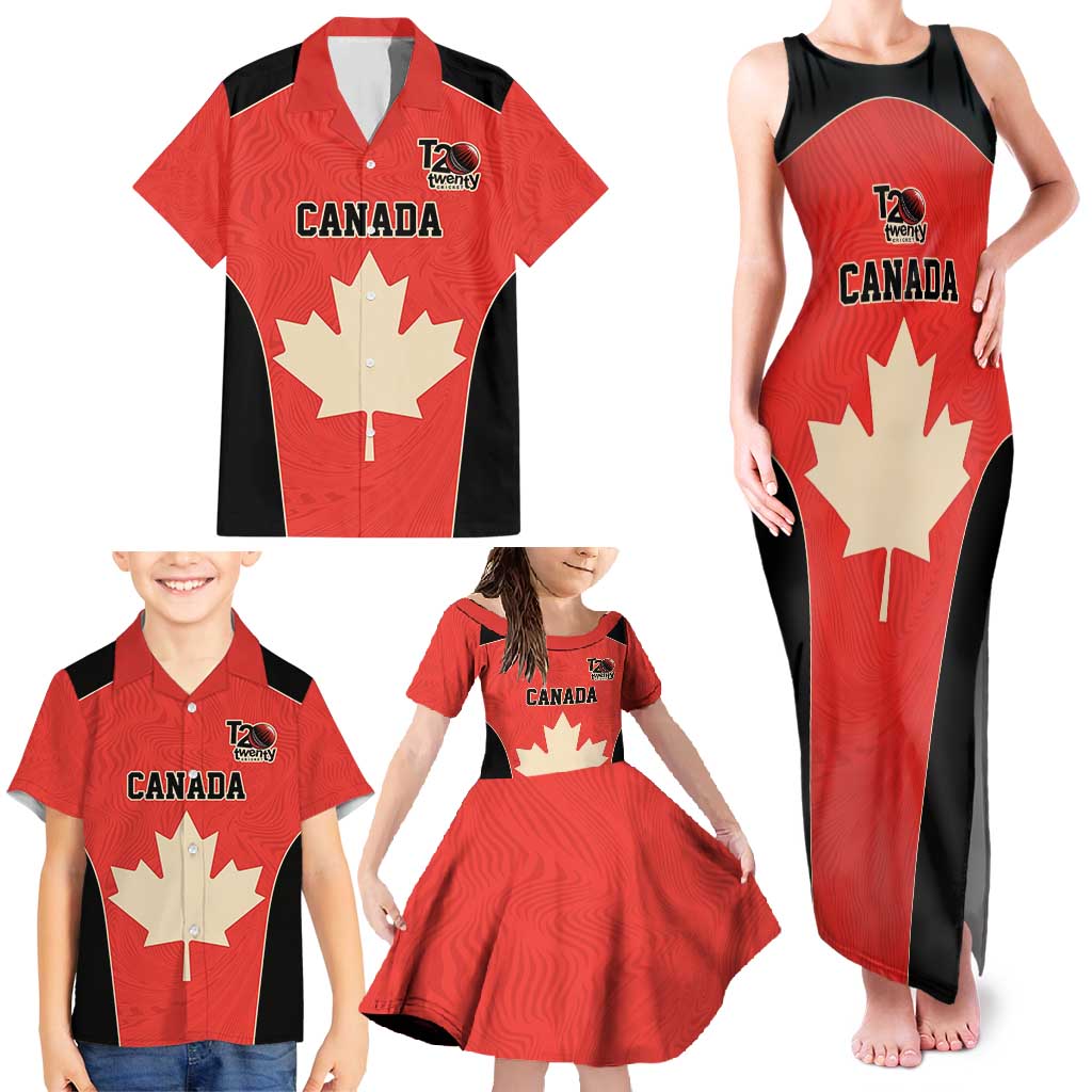 Canada Cricket Custom Family Matching Tank Maxi Dress and Hawaiian Shirt Classic Maple Leaf - Wonder Print Shop
