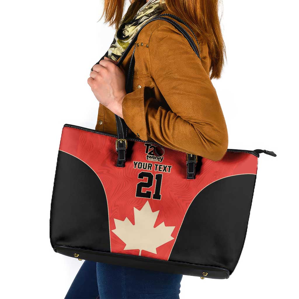 Canada Cricket Custom Leather Tote Bag Classic Maple Leaf - Wonder Print Shop