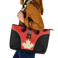 Canada Cricket Custom Leather Tote Bag Classic Maple Leaf - Wonder Print Shop