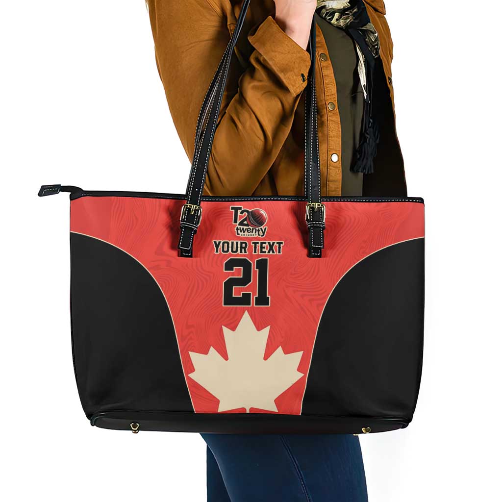 Canada Cricket Custom Leather Tote Bag Classic Maple Leaf - Wonder Print Shop