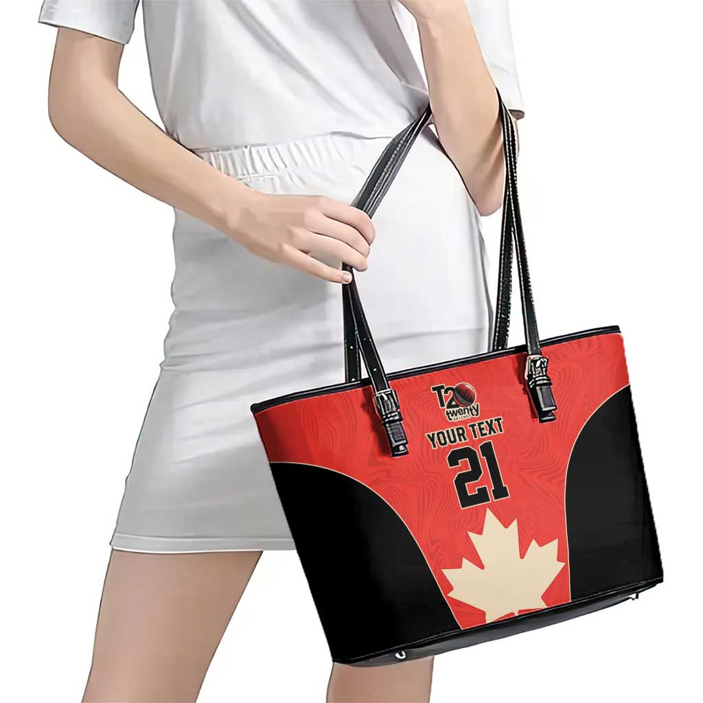 Canada Cricket Custom Leather Tote Bag Classic Maple Leaf - Wonder Print Shop