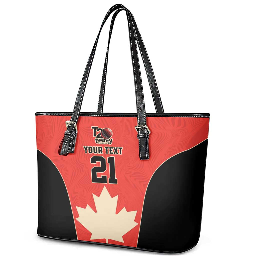 Canada Cricket Custom Leather Tote Bag Classic Maple Leaf - Wonder Print Shop