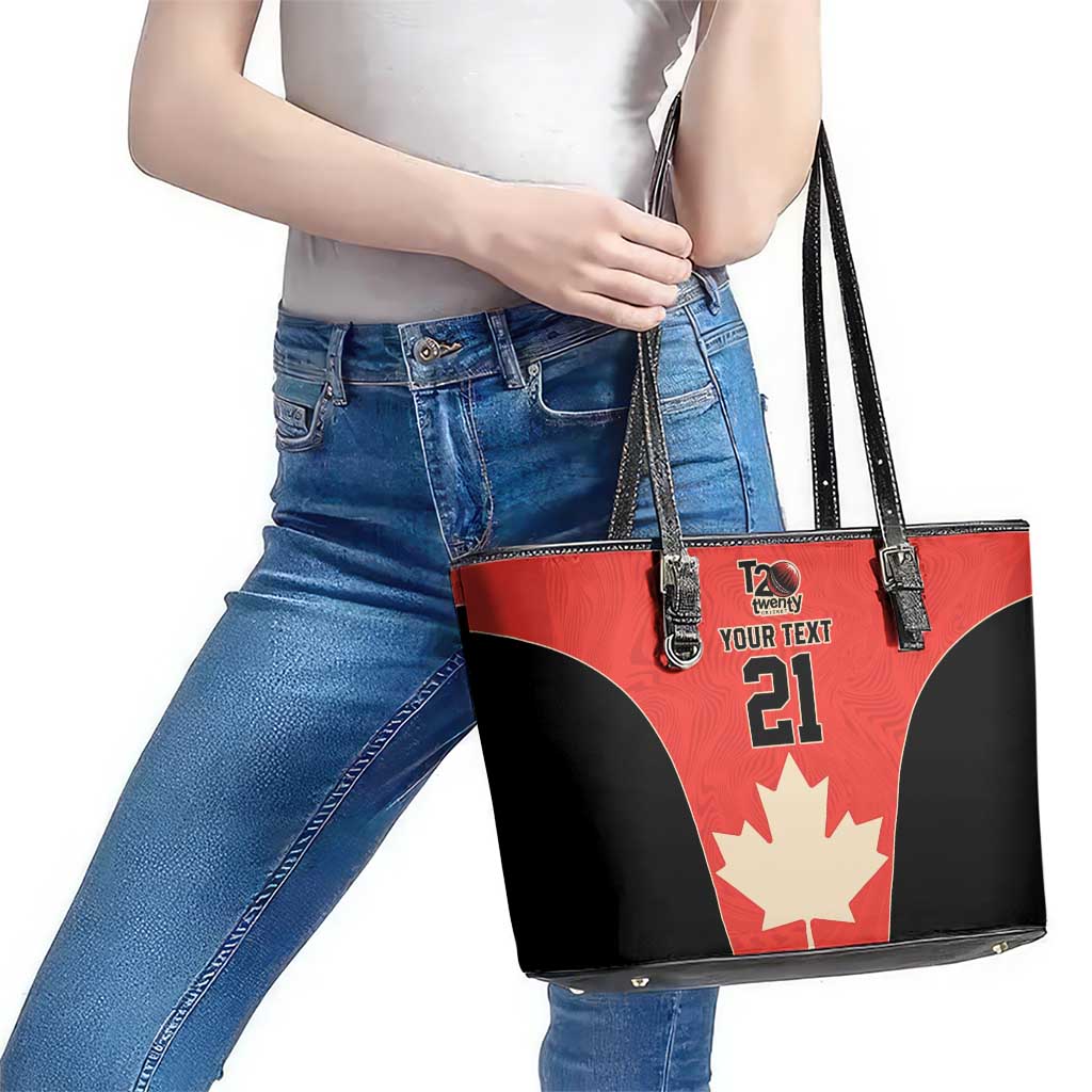 Canada Cricket Custom Leather Tote Bag Classic Maple Leaf - Wonder Print Shop