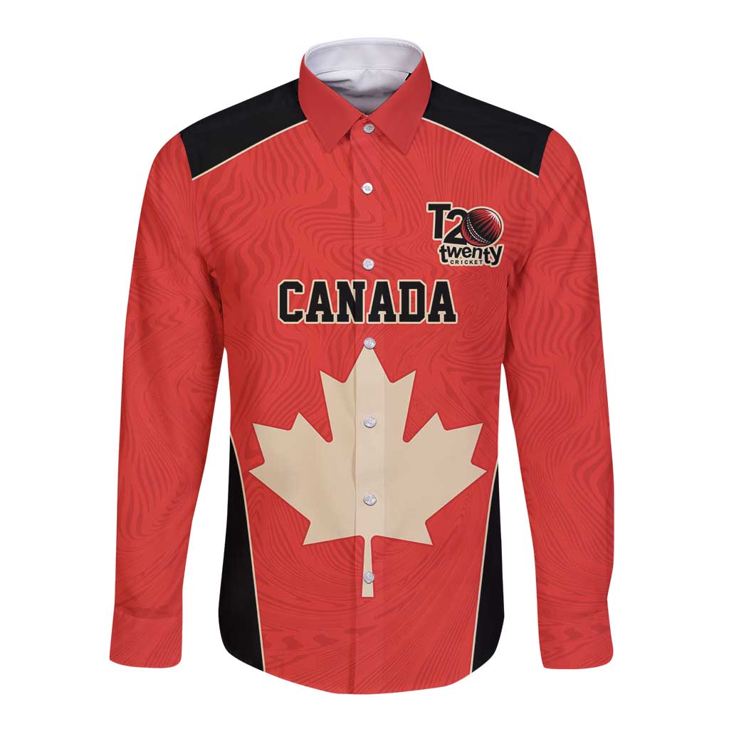 Canada Cricket Custom Long Sleeve Button Shirt Classic Maple Leaf - Wonder Print Shop