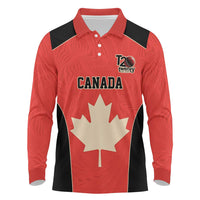 Canada Cricket Custom Long Sleeve Polo Shirt Classic Maple Leaf - Wonder Print Shop