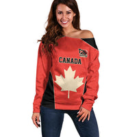 Canada Cricket Custom Off Shoulder Sweater Classic Maple Leaf - Wonder Print Shop