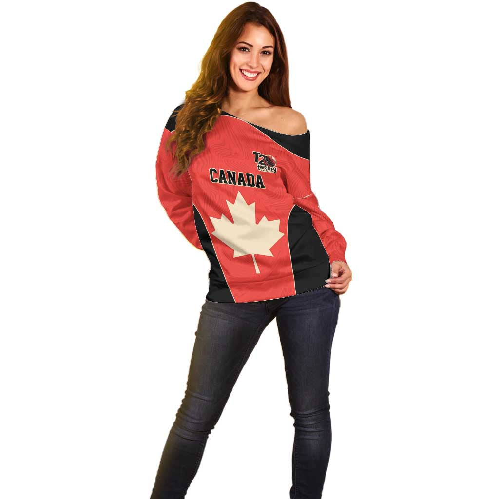 Canada Cricket Custom Off Shoulder Sweater Classic Maple Leaf - Wonder Print Shop