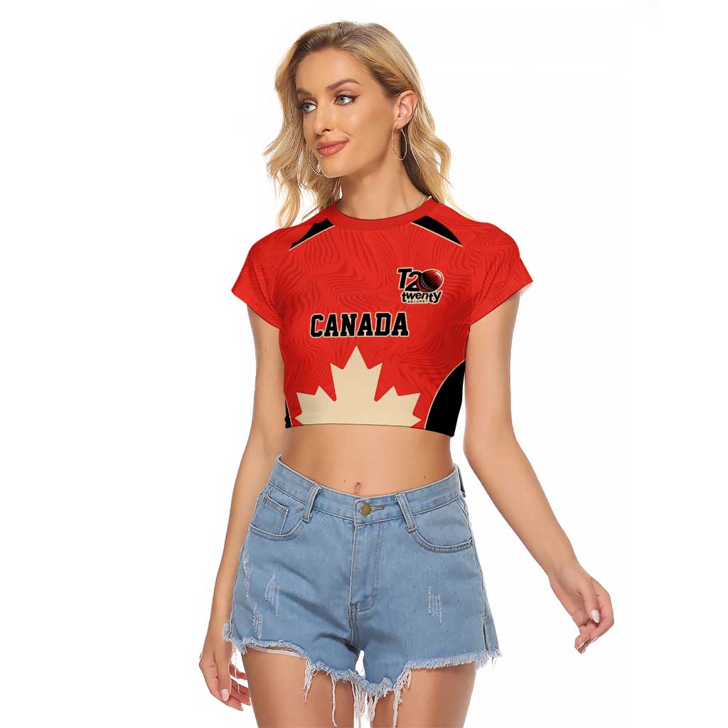 Canada Cricket Custom Raglan Cropped T Shirt Classic Maple Leaf - Wonder Print Shop