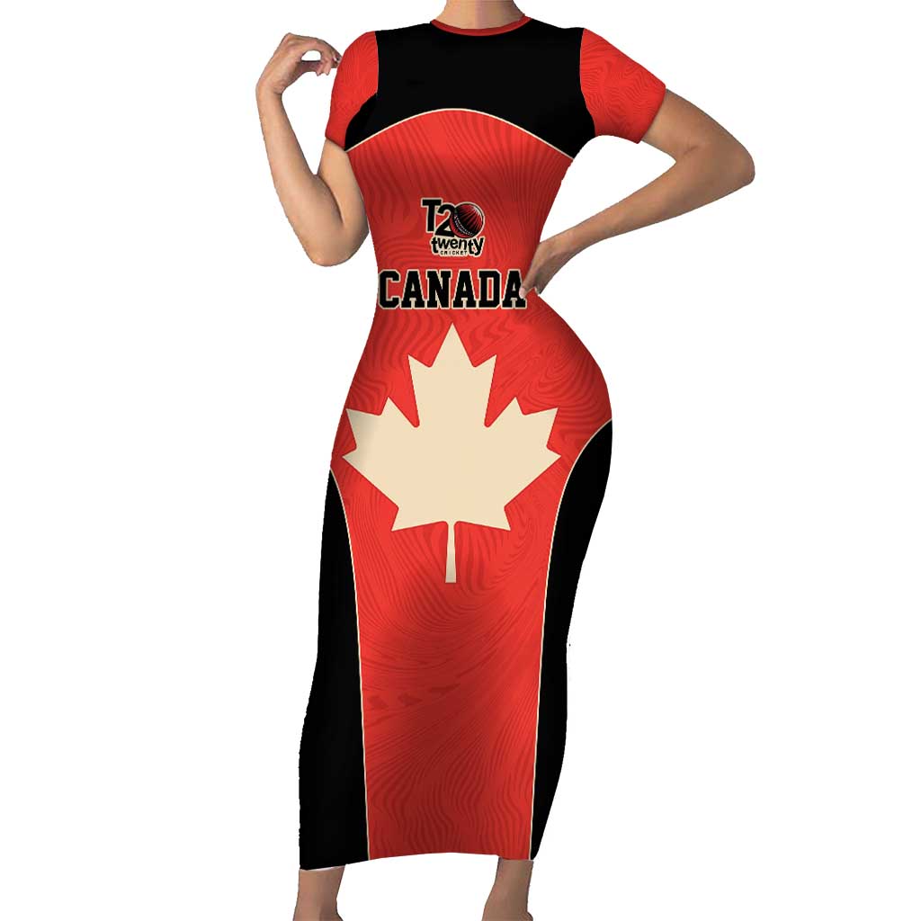 Canada Cricket Custom Short Sleeve Bodycon Dress Classic Maple Leaf - Wonder Print Shop