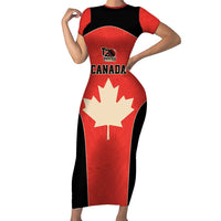 Canada Cricket Custom Short Sleeve Bodycon Dress Classic Maple Leaf - Wonder Print Shop