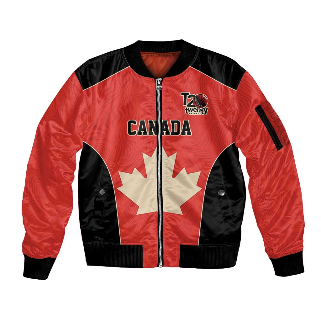 Canada Cricket Custom Sleeve Zip Bomber Jacket Classic Maple Leaf - Wonder Print Shop