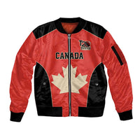 Canada Cricket Custom Sleeve Zip Bomber Jacket Classic Maple Leaf - Wonder Print Shop