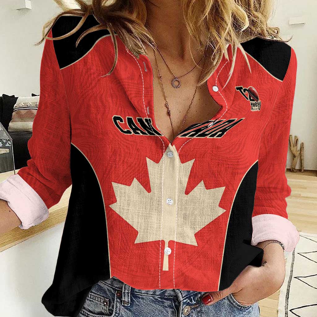 Canada Cricket Custom Women Casual Shirt Classic Maple Leaf - Wonder Print Shop