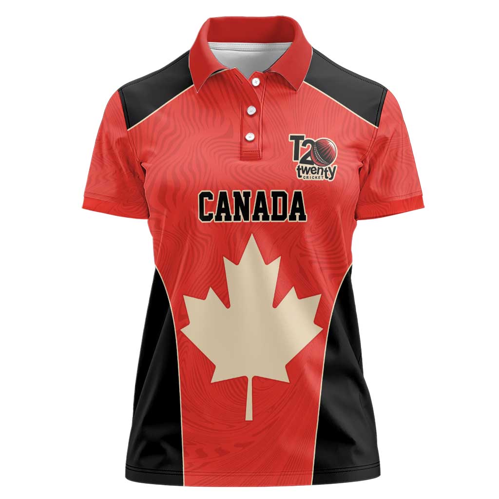 Canada Cricket Custom Women Polo Shirt Classic Maple Leaf - Wonder Print Shop
