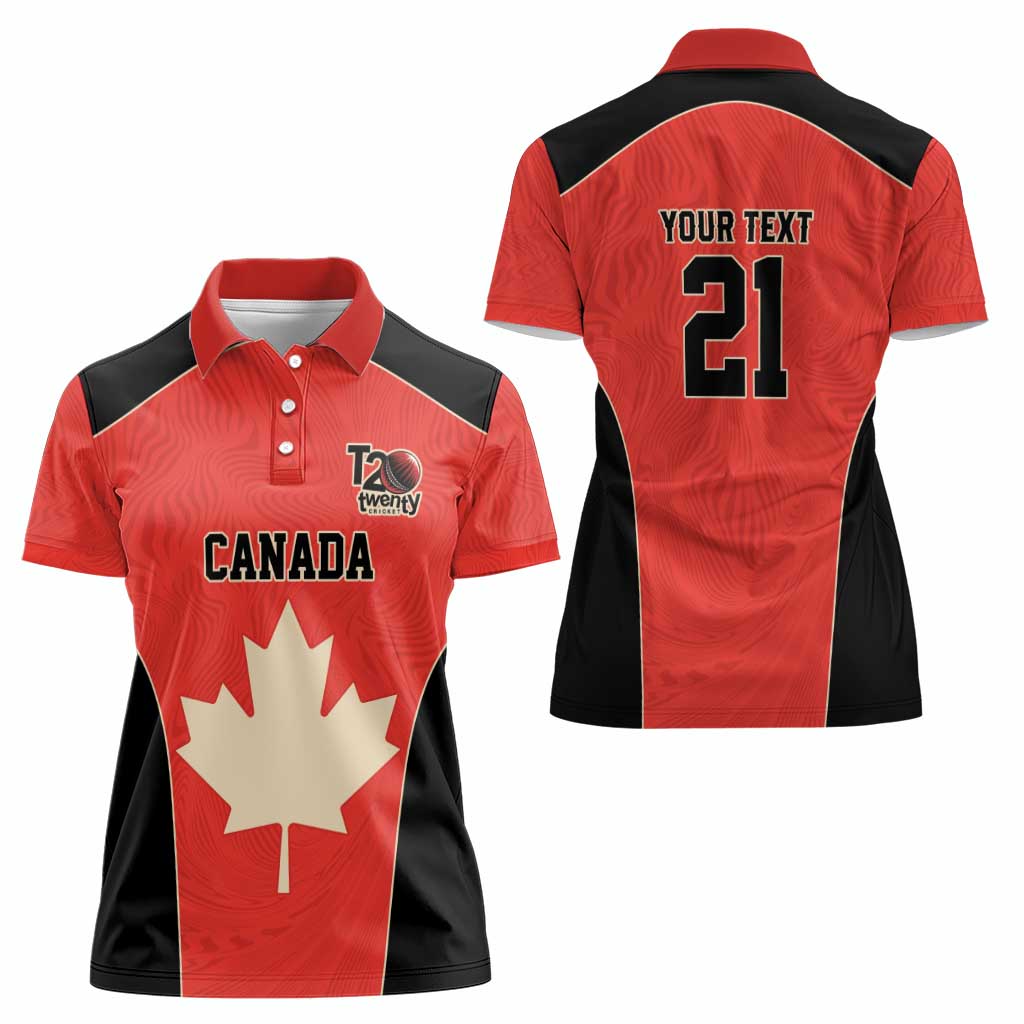 Canada Cricket Custom Women Polo Shirt Classic Maple Leaf - Wonder Print Shop