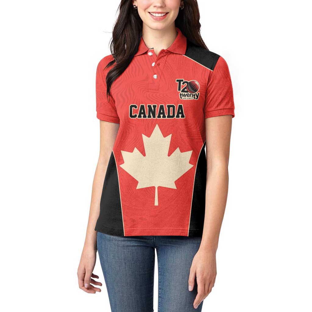 Canada Cricket Custom Women Polo Shirt Classic Maple Leaf - Wonder Print Shop