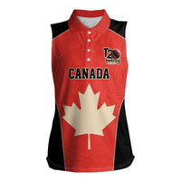 Canada Cricket Custom Women Sleeveless Polo Shirt Classic Maple Leaf - Wonder Print Shop