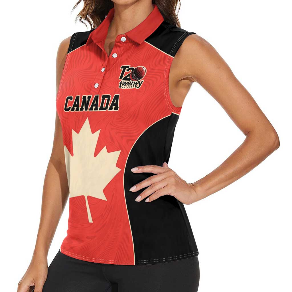 Canada Cricket Custom Women Sleeveless Polo Shirt Classic Maple Leaf - Wonder Print Shop