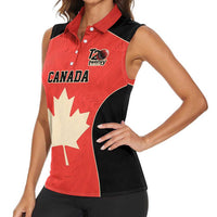 Canada Cricket Custom Women Sleeveless Polo Shirt Classic Maple Leaf - Wonder Print Shop