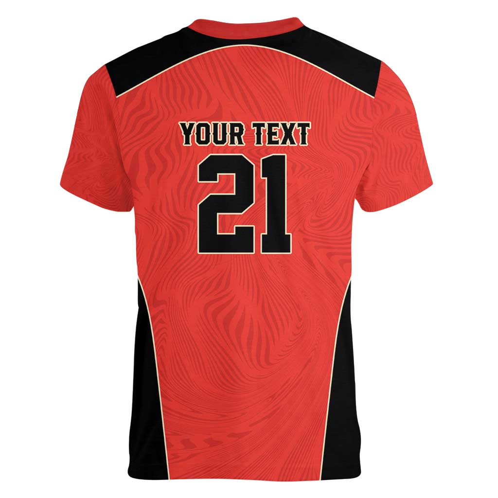 Canada Cricket Custom Women V-Neck T-Shirt Classic Maple Leaf - Wonder Print Shop