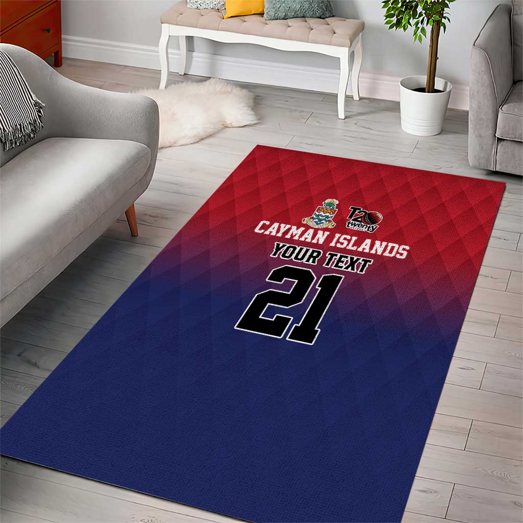 Cayman Islands Cricket Custom Area Rug Classic Coat of Arms Sporty - Wonder Print Shop