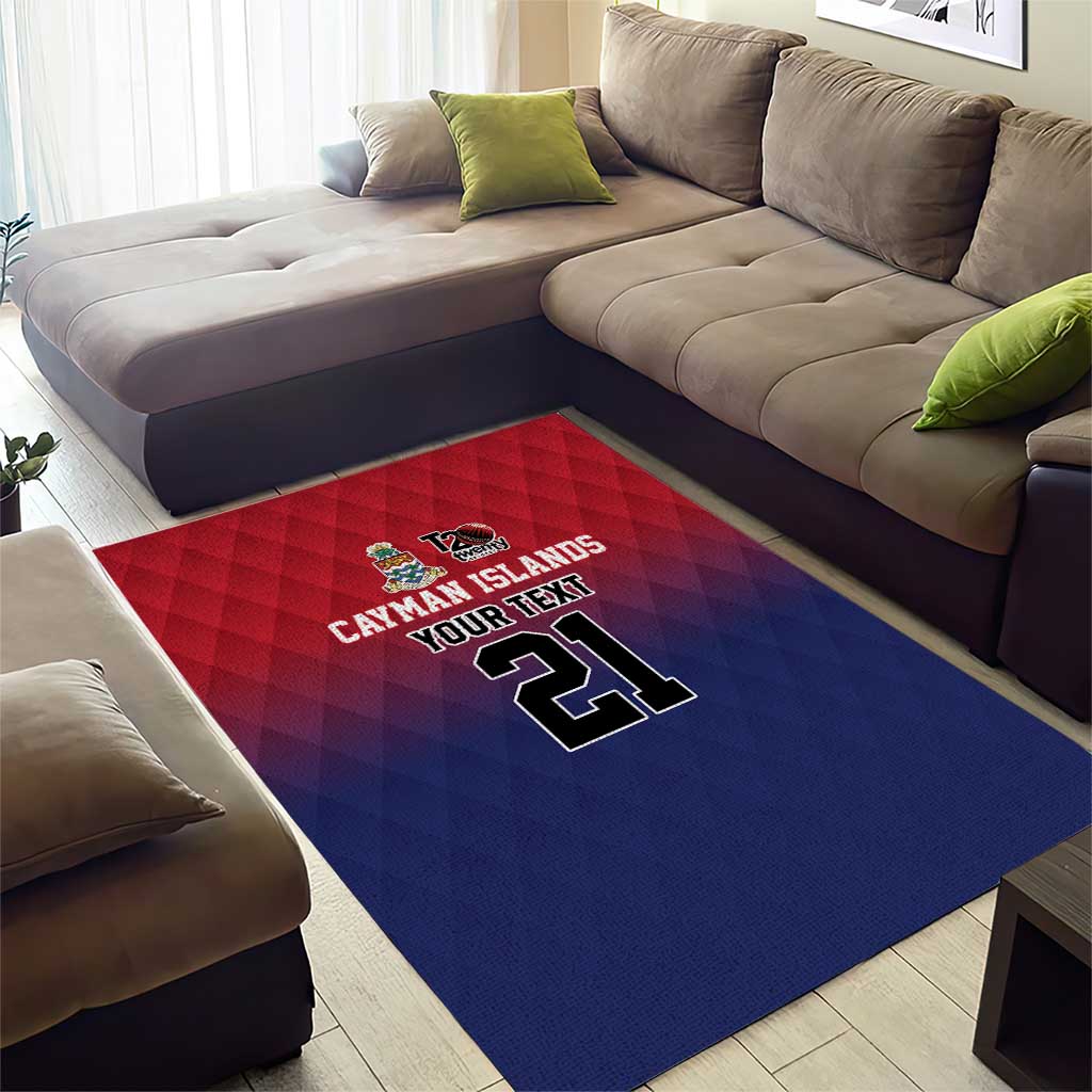 Cayman Islands Cricket Custom Area Rug Classic Coat of Arms Sporty - Wonder Print Shop